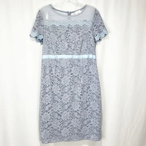 ASOS Maternity Exclusive Lace Bodycon Dress With Ribbon Detail Blue size 8 - Picture 10 of 10